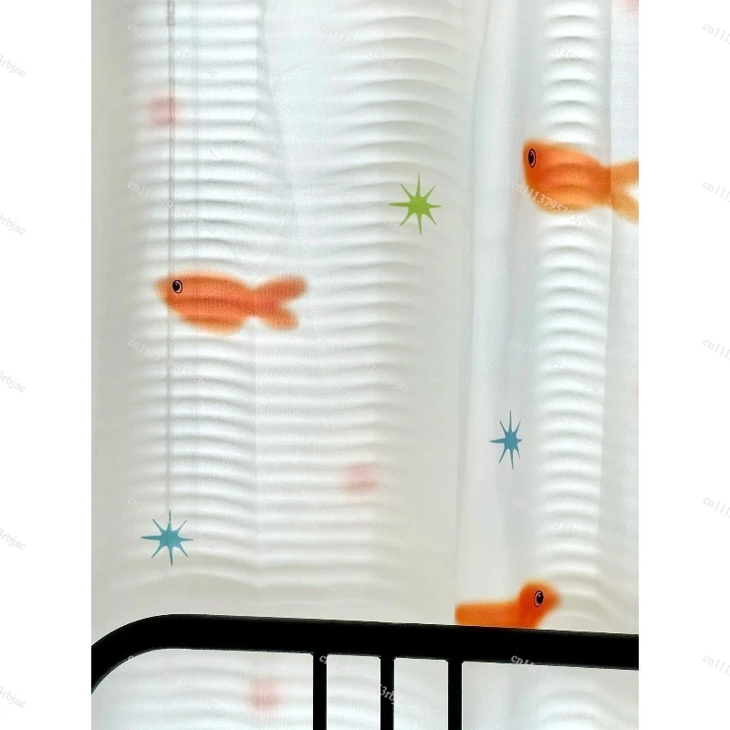 Ins Pink Goldfish Curtain Semi-Privacy Background Decoration Dreamy Girl Bedroom Bay Window Decor Wall Hanging Door Partition