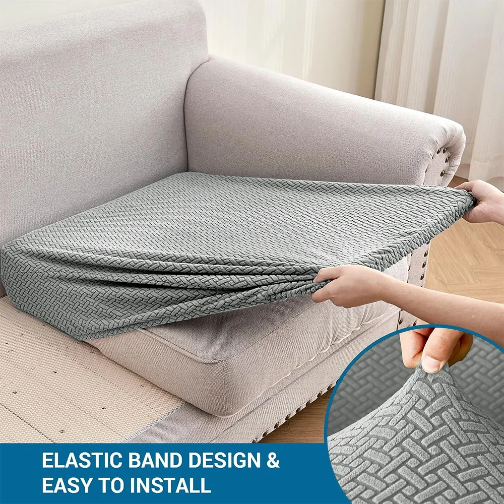 Elastic Sofa Covers Solid Color Jacquard Sofa Cushion Seat Covers Removable L-shaped Sofa Slipcovers Living Room Pets Kids Home