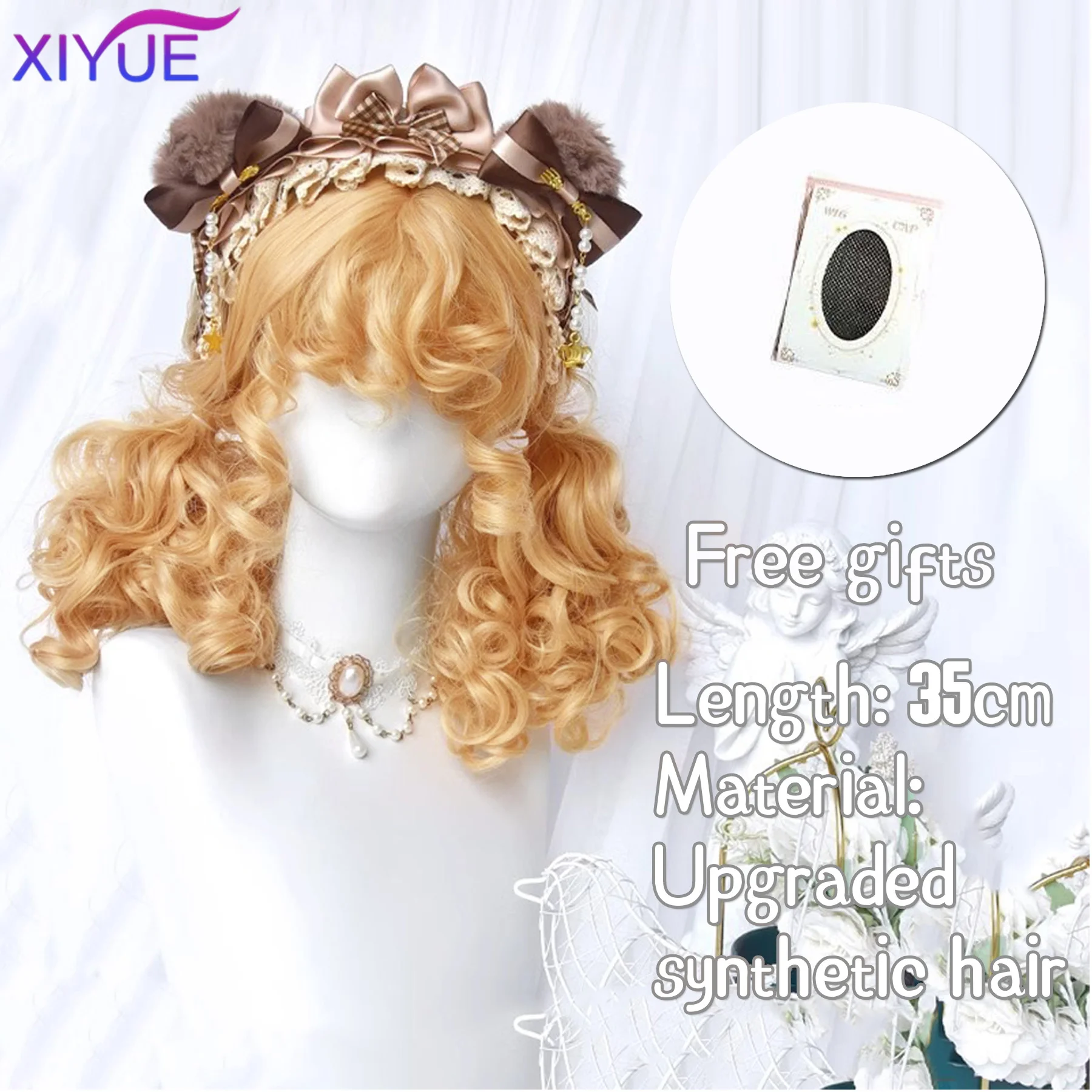 Synthetic Lolita Cosplay Wig Curly Hair Long Straight Hair Lori Double Ponytail Roman Roll Princess Roll Halloween Christmas