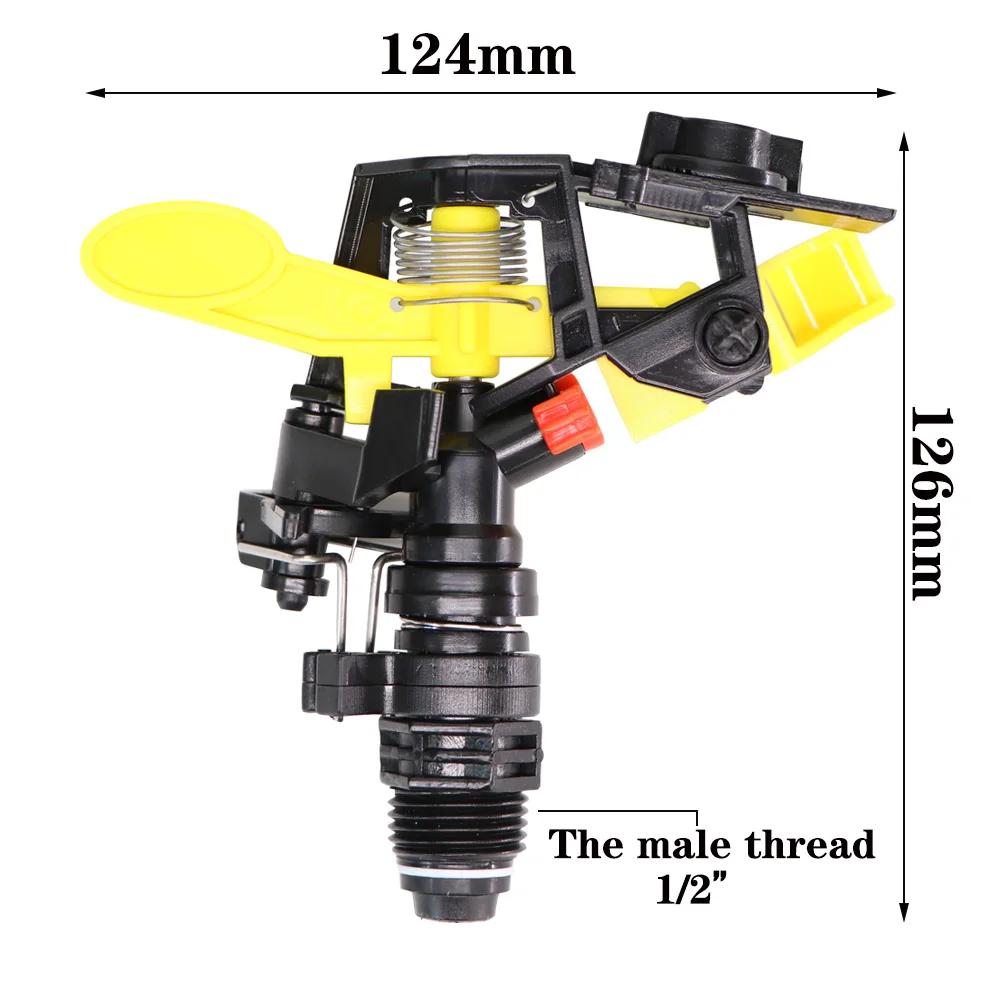 RBCFHI 5PCS 1/2'' Male Threaded 6mm Interface 360 Degree Rotating Spray Impact Impulse Sprinkler Garden Irrigation Lawn Grass