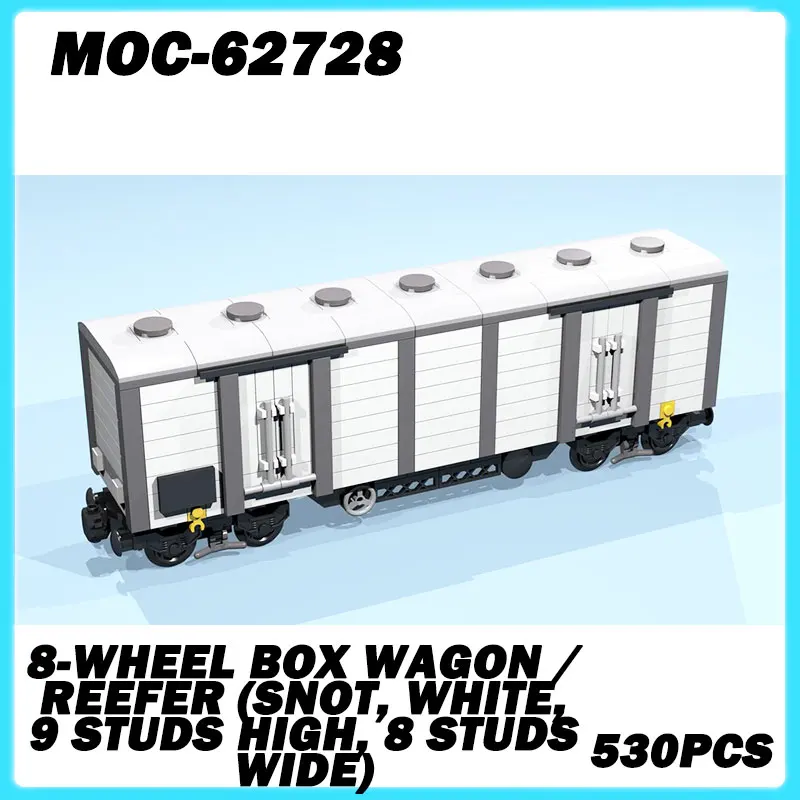 

MOC-62728 Mini Train Series 8-Wheel Box Wagon / Reefer (SNOT, white, 9 studs high, 8 studs wide) Model Brick Puzzle Toy Gift