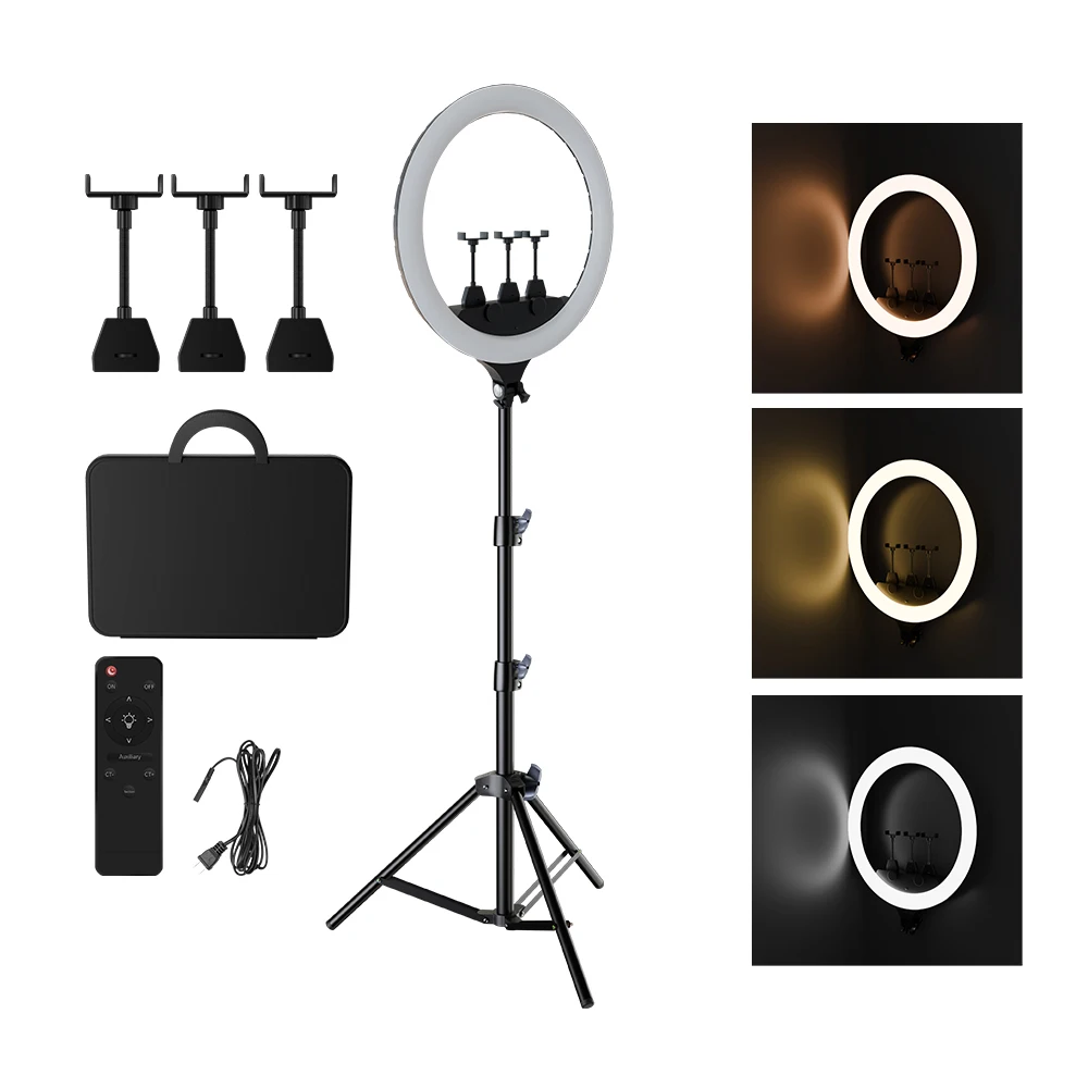 SH Ring Light 18inch Kit 36W 6500K Professional LED Control Stand Phone Holder Tube  Bag for Tattoo Lash Extension Barber Light