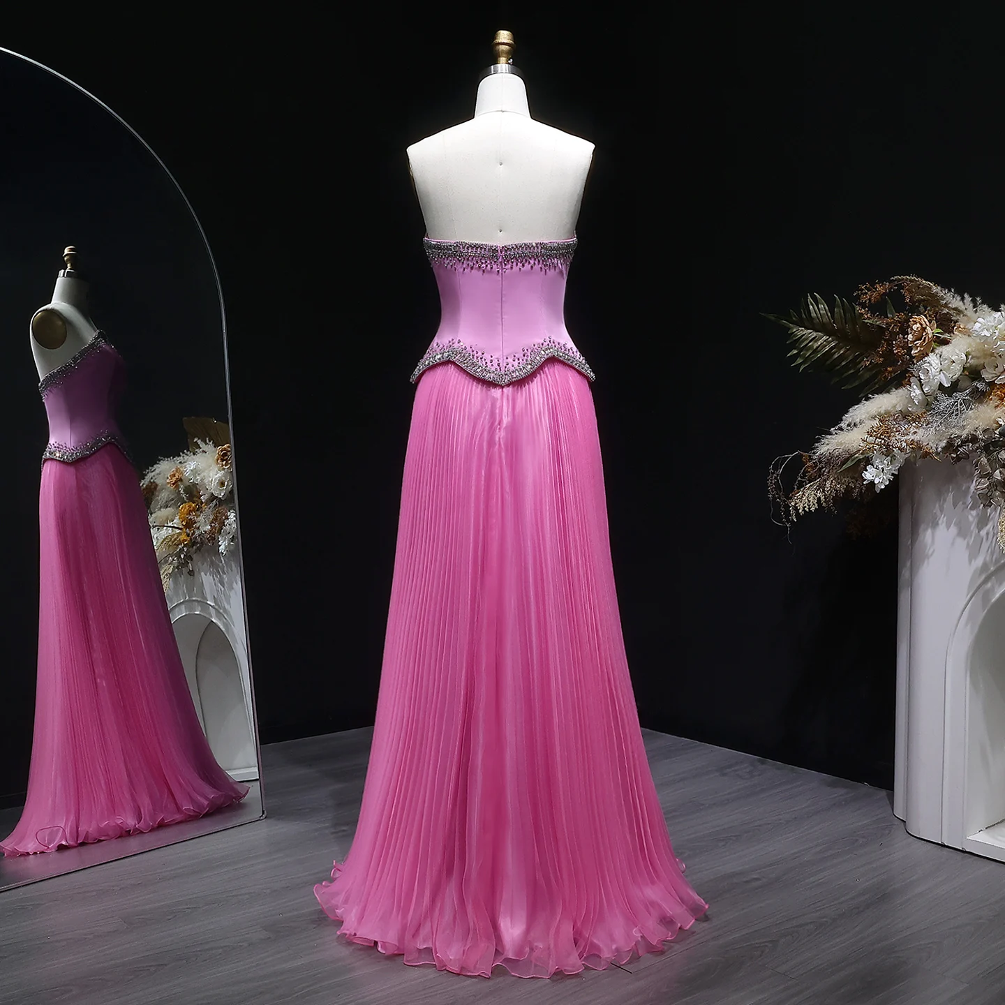 Sharon Said Damen Formelle A-Linien Abendkleider Trägerlos Pailletten Perlen Elegant Arabische Partykleider SS789 Maßanfertigung – Detail 19