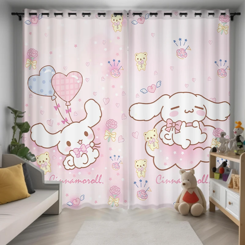 MINISO Full Blackout Cinnamoroll Cartoon Children\'s Room Bay Window Cute Girl\'s Bedroom No Punching Full Blackout Fabric Custom