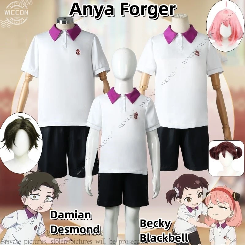 Anya Forger Anime Cosplay Costume Wig Anya Damian Desmond Second Son Becky Blackbell Sports Wear School Uniform Adult Child