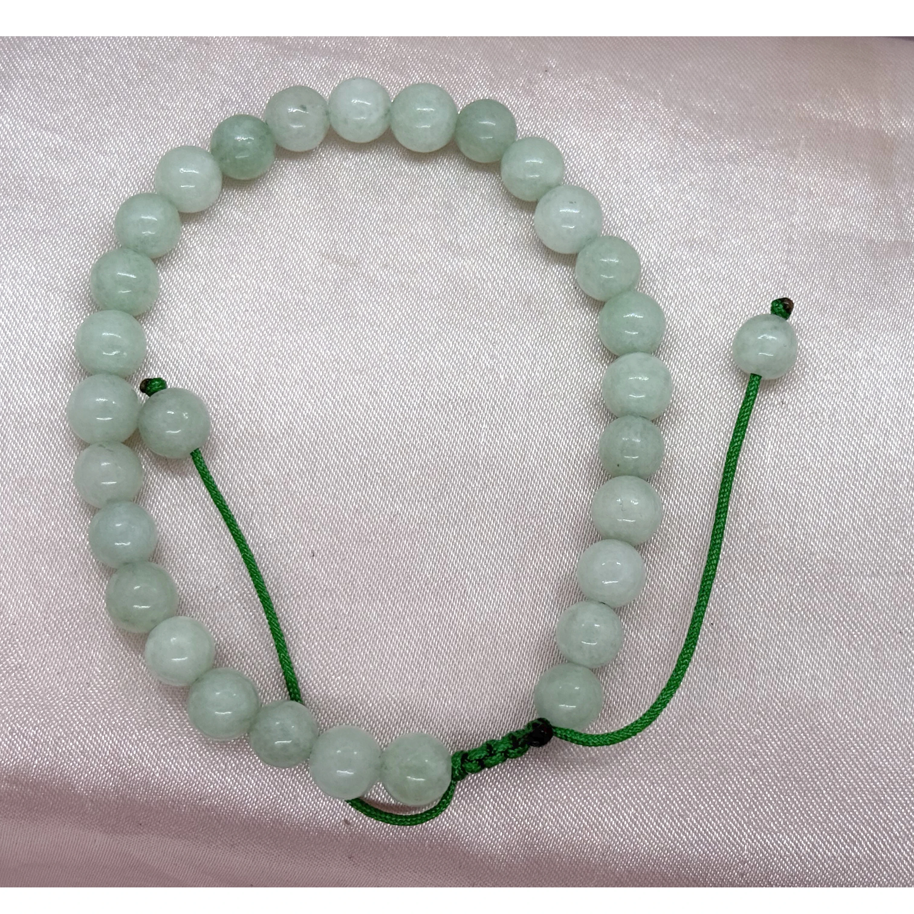 Imitation jadeite jade bracelet 6mm hand woven adjustable