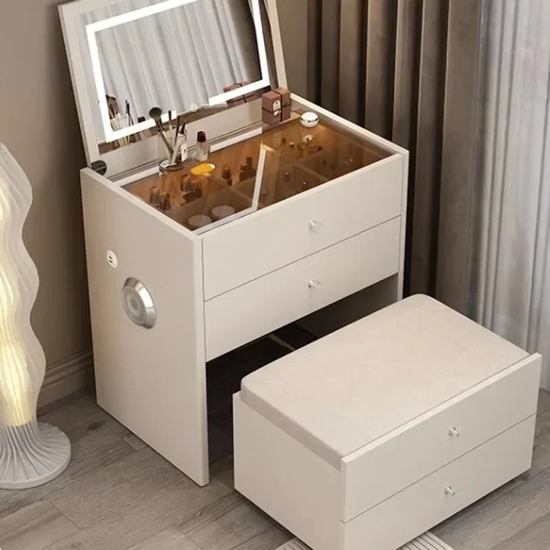 Небольшой дизайн, доступный туалетный столик, стул для девочек, светильник для макияжа, туалетный столик, белая текстура, комод Kaptafe, мебель