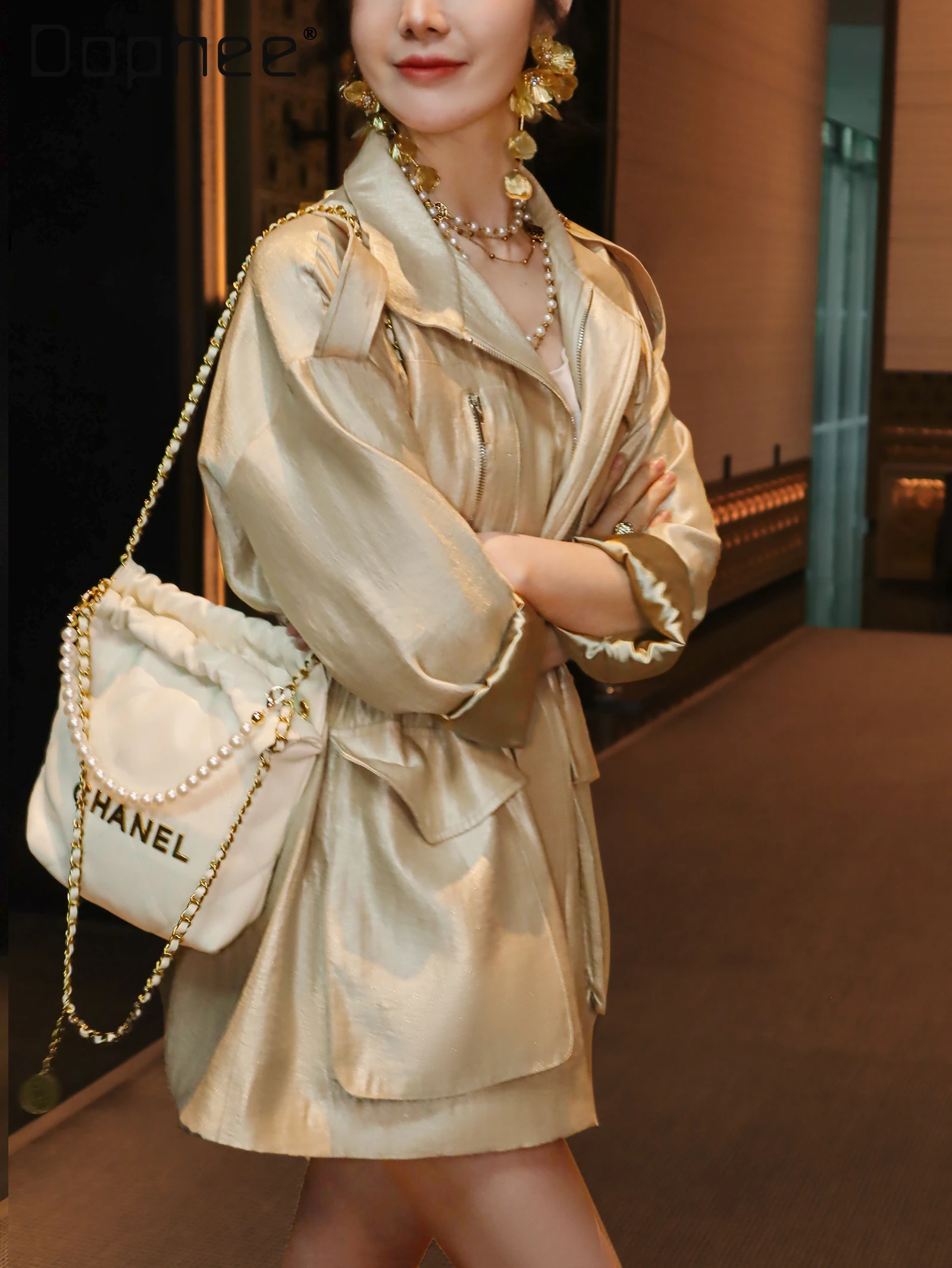 Silhouette High-end French Fashion Elegant Socialite Trench Coat Autumn Loose Retro Trendy Slim Short Trench Jackets for Women