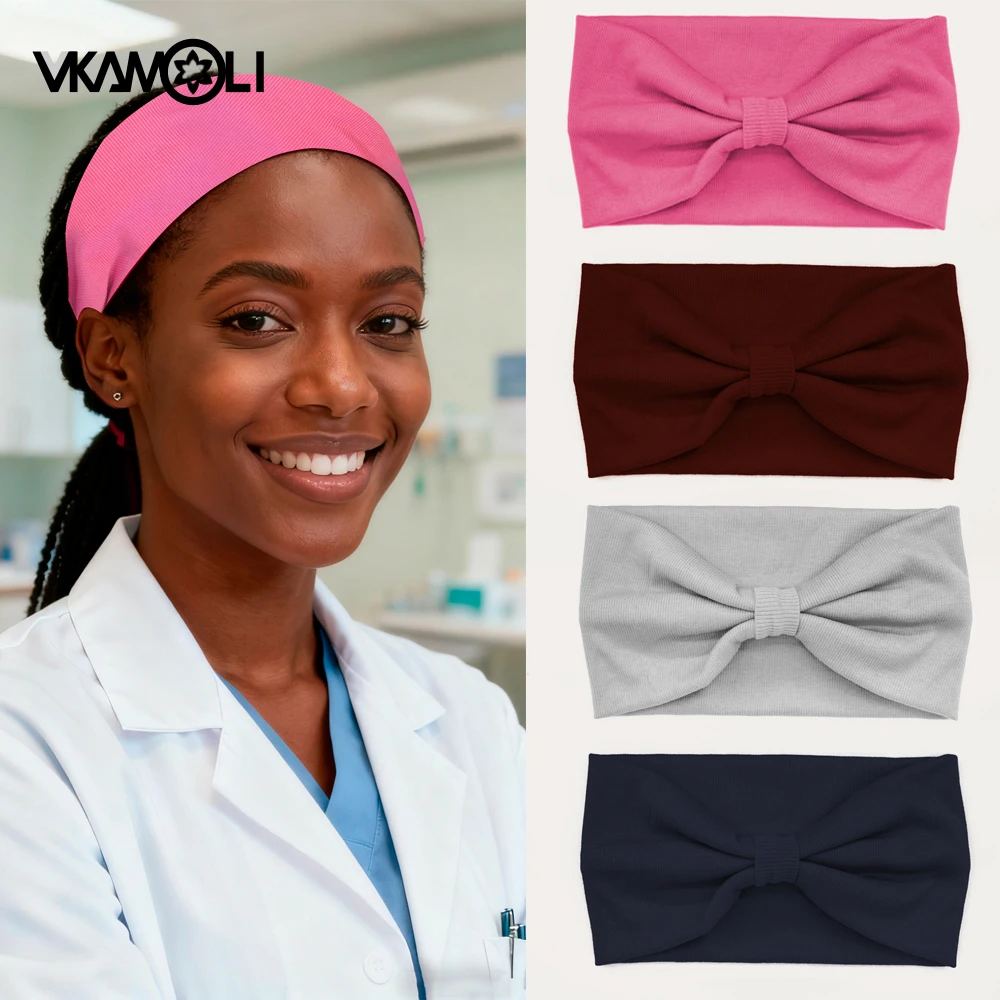 ที่คาดผมแบบกว้างสำหรับแพทย์ พยาบาล ผู้หญิง ผ้าคาดผมแบบเรียบ สำหรับเล่นกีฬา วิ่ง ทำงาน ผ้าคาดผมผ้าฝ้ายกันลื่น