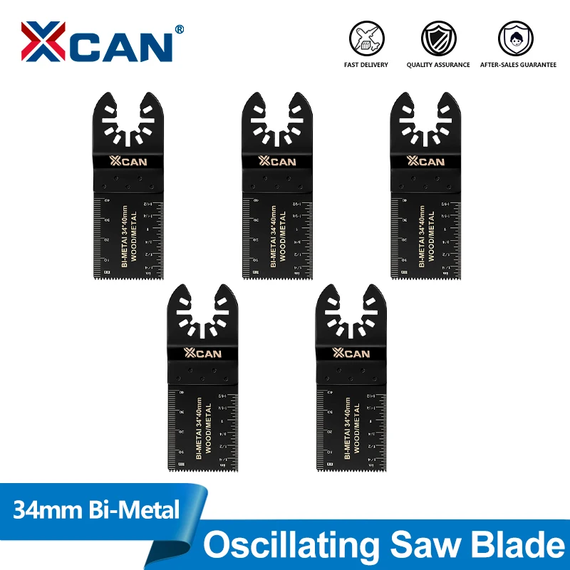 XCAN-hojas de sierra oscilantes de 34x40mm, multiherramienta oscilante de liberación rápida, hoja de sierra para madera, plástico, herramientas de corte de Metal
