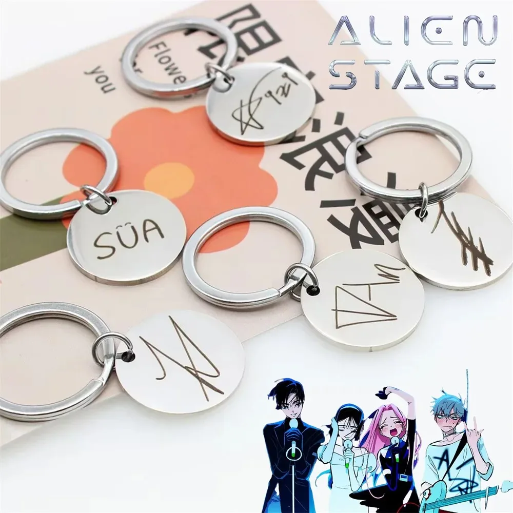 Anime ALIEN STAGE IVAN TILL Mizi Sua Luka Cosplay Keychain Unisex Stainless Steel Pendant Keyring Bag Accessories Prop Jewelry