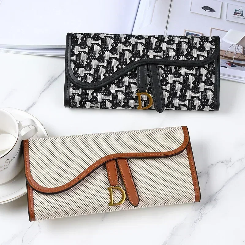 Retro Wallet Women's Long Large Capacity Buckle Multi Carda Multi Functional Trifold Handbag Card Wallets Coin Purse Cute Wallet