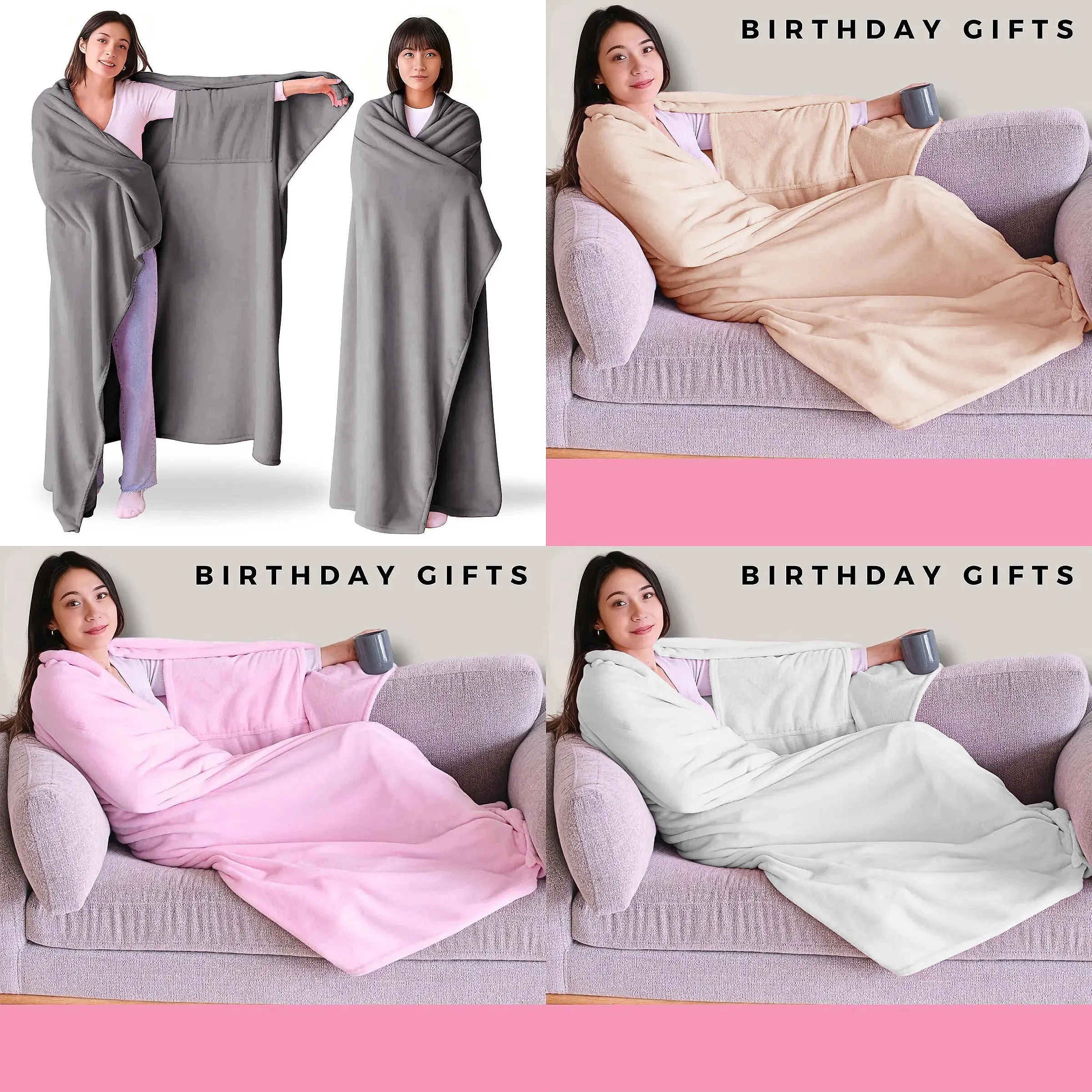 Lazzy Wearable TV Blanket With Sleeves Coral Fleece Adults Household Wraps Large Airplane Camping Blankets Office Nap Blanket