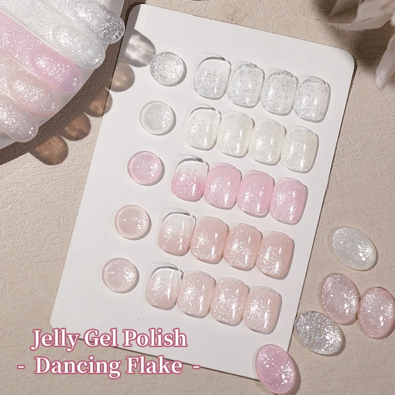 BORN PRETTY 10 ml Glitzer-Jelly-Gel-Nagellack, Nude Pink Weiß, Semi-Permanent Gel-Nagellack für DIY French Nails