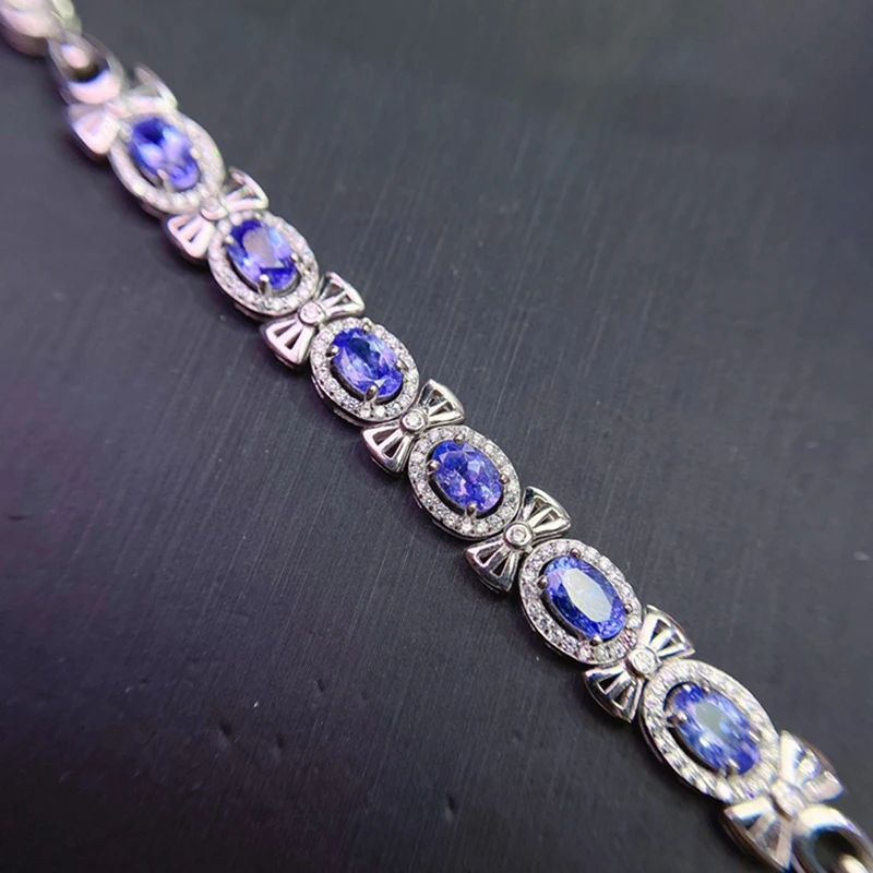 

Natural Tanzanite Bracelet for women silver 925 jewelry luxury gem stones 18k gold plated free shiping items