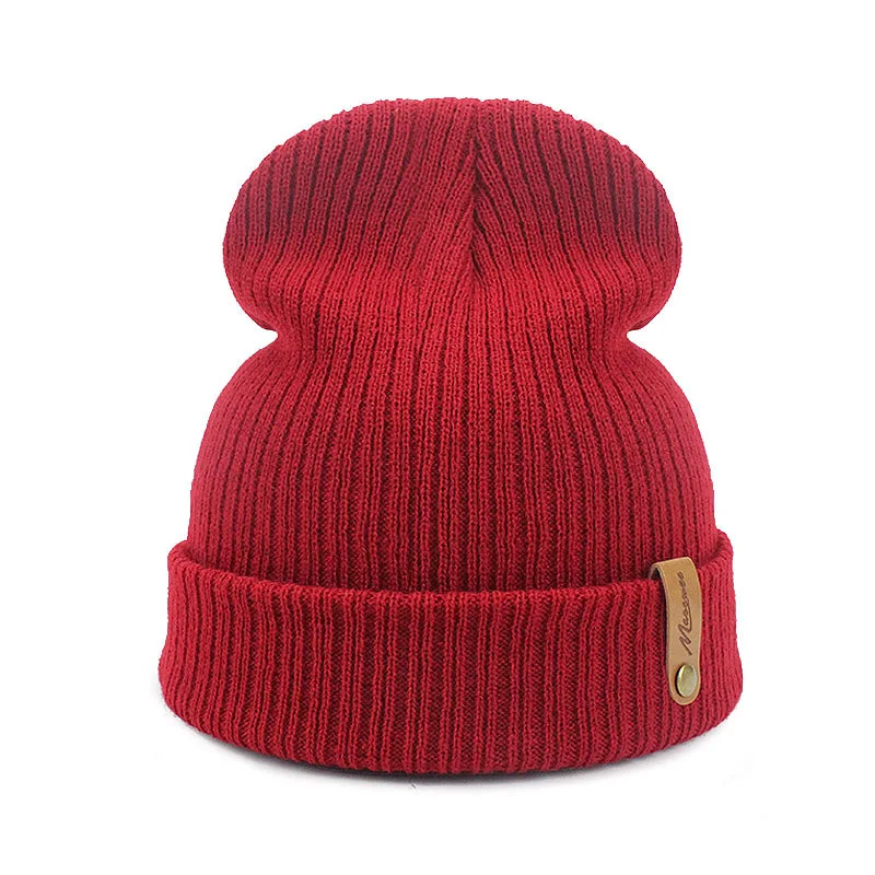 Knitted Hats for Men and Women, Skullies Caps, Warmer Bonnet, Casual Cap, Monochromatic, Male and Female, Winter, 2024