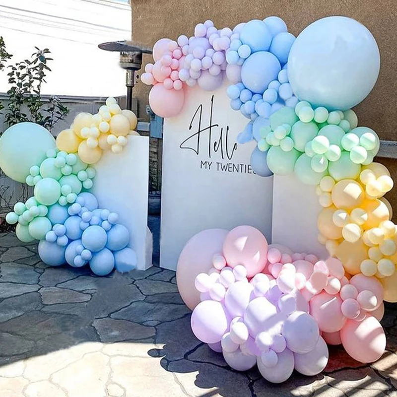 Macaron Rainbow Balloon Garland Arch Kit Girls Pastel Wedding Happy Birthday Party Pink Balloons Baby Shower Decoration Kid Gift