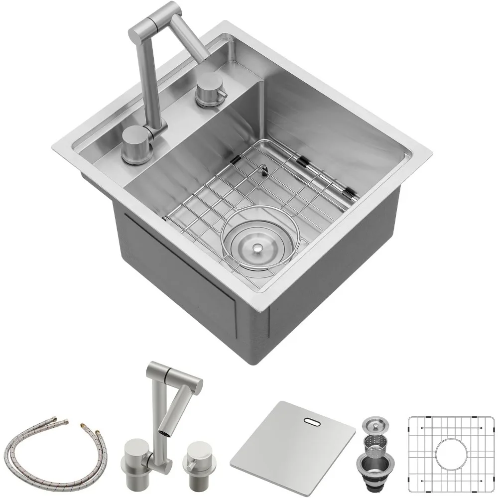 Outdoor Sink, 15x17 Inch Undermount Kitchen Sink Workstation Sink Single Bowl Kitchen Sinks 16 Gauge Stainless Steel Sink