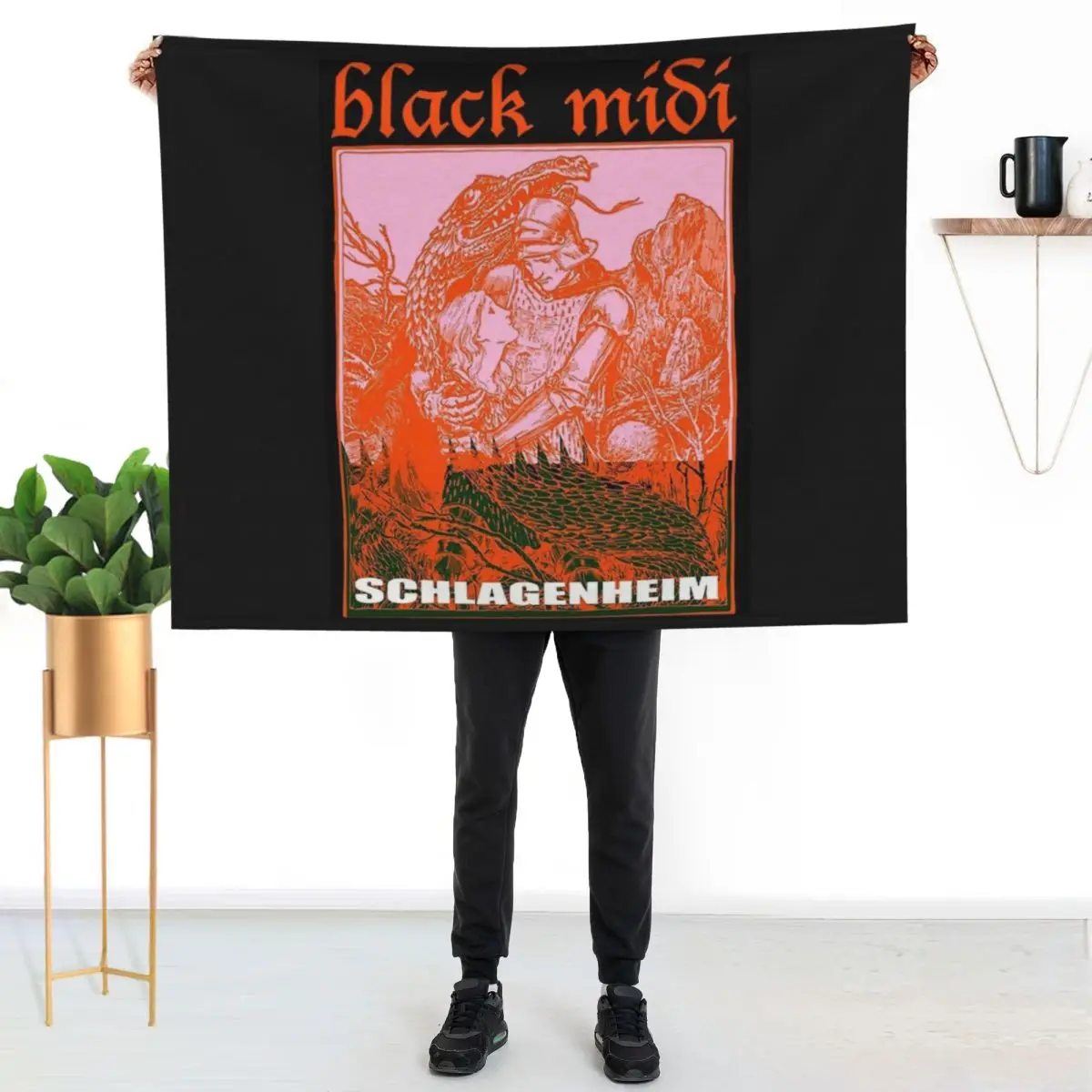top black midi band Throw Blanket warm winter Soft Sofas Custom Decorative Sofa Plush Blankets