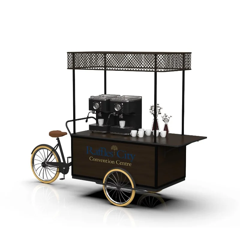 

High Quality Durable Food Truck Tricycle Buffet Car with Fruit Salvage Beverage Coffee Cart