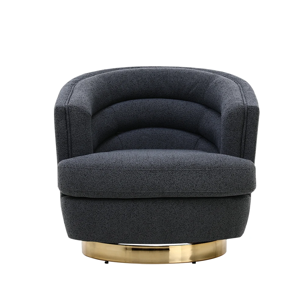 

Modern White Cream Black Swivel Accent Boucle Sherpa Chair