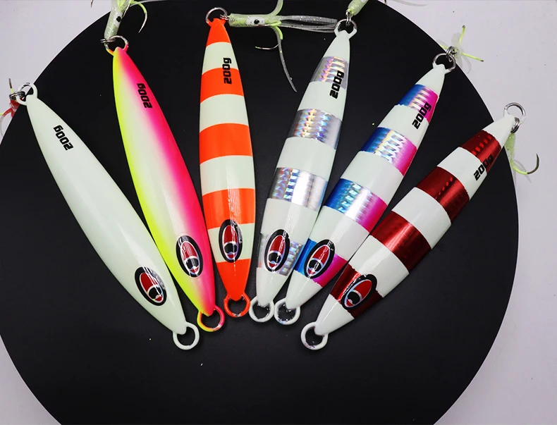 ZYZHE 1 Stück Meeresangelköder Pencil Bait 180/250G JIG Simulierter Kunstköder mit Haken Leuchtender Boot-Angelköder JIG – Detail 9