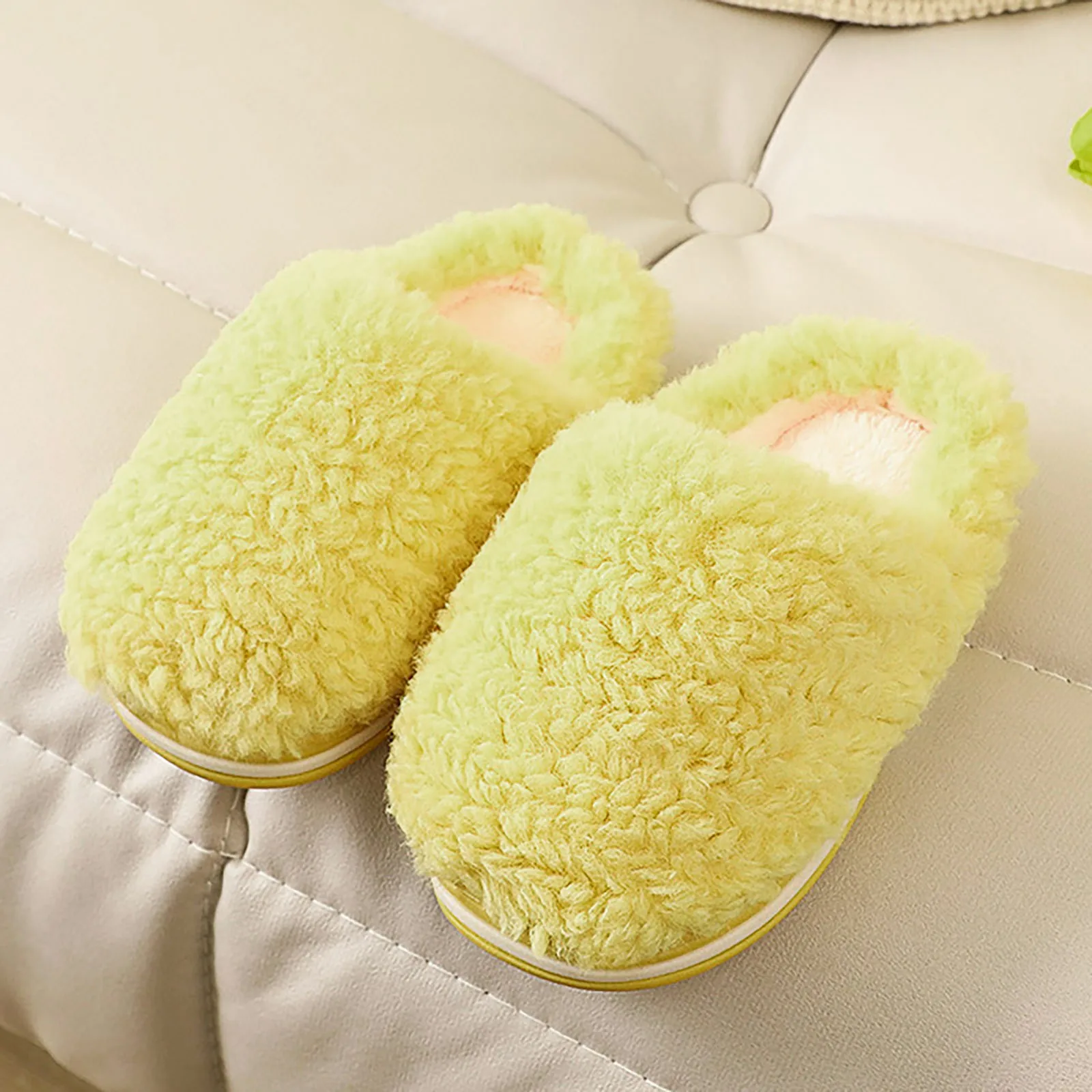 Winter Warm Cotton Slippers Kids Fashion Solid Color Soft Sole Plush Slippers Indoor Floor Couples House Shoes Plush Slippers