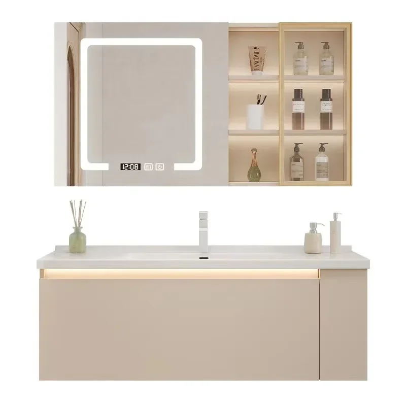 

Simple Modern Washbasin Bathroom Furniture Solid Wood Cabinet with Skin Integral Sink Wash Basin with And Mirror Vanity Toilet