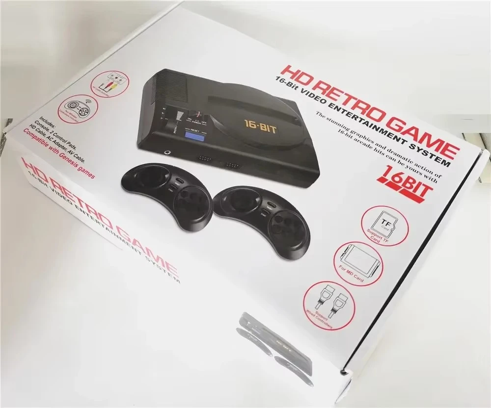 Hot C-61 Wireless HD Retro TV Video Game Console For Genesis For MegaDrive 16 Bit Games Support TF Card 500 Games & Cartridge