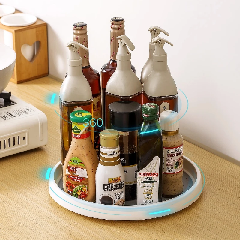

Rotating Kitchen Turntable Non-Slip Spice Carousel with 360°Access Multi-Purpose Countertop Tray for Compact Storage Efficiency
