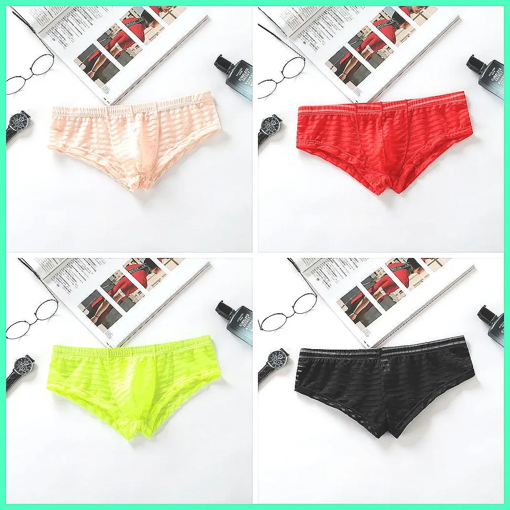 Men's Ultra Thin Sheer Boxer Shorts with U-Pouch, Quick Dry Sexy Transparent Underwear