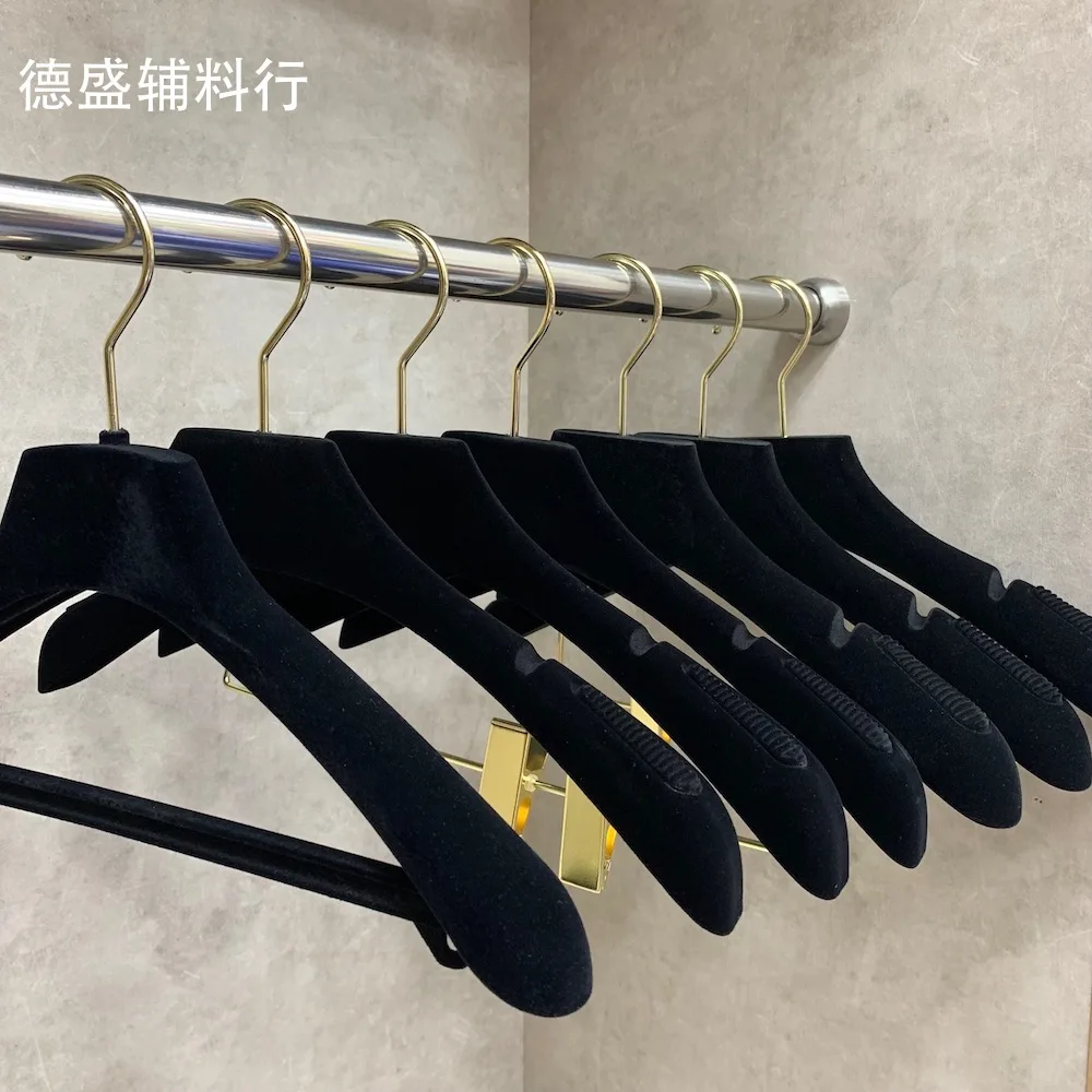 Spot Flocking Hanger Non-Slip Non-Drum Bag Hanger Plastic Non-Marking Pants Rack Trouser Press Black