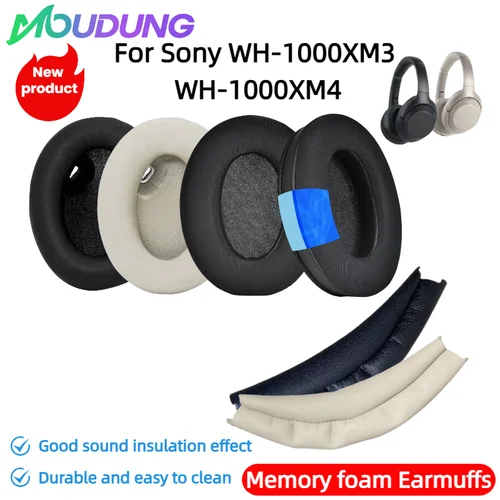 MOUDUNG-almohadillas de repuesto para auriculares Sony WH-1000XM3 WH-1000XM4, almohadillas para los oídos, funda de cuero, orejera