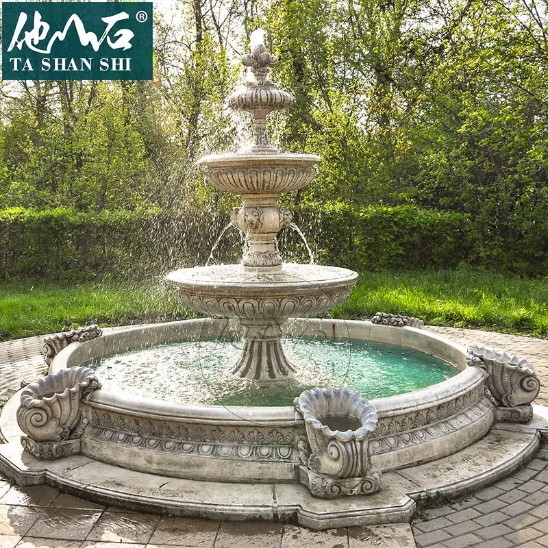 Stone carving fountains, large outdoor courtyards, villa landscape ornaments, outdoor water features, flowing water ponds, Europ