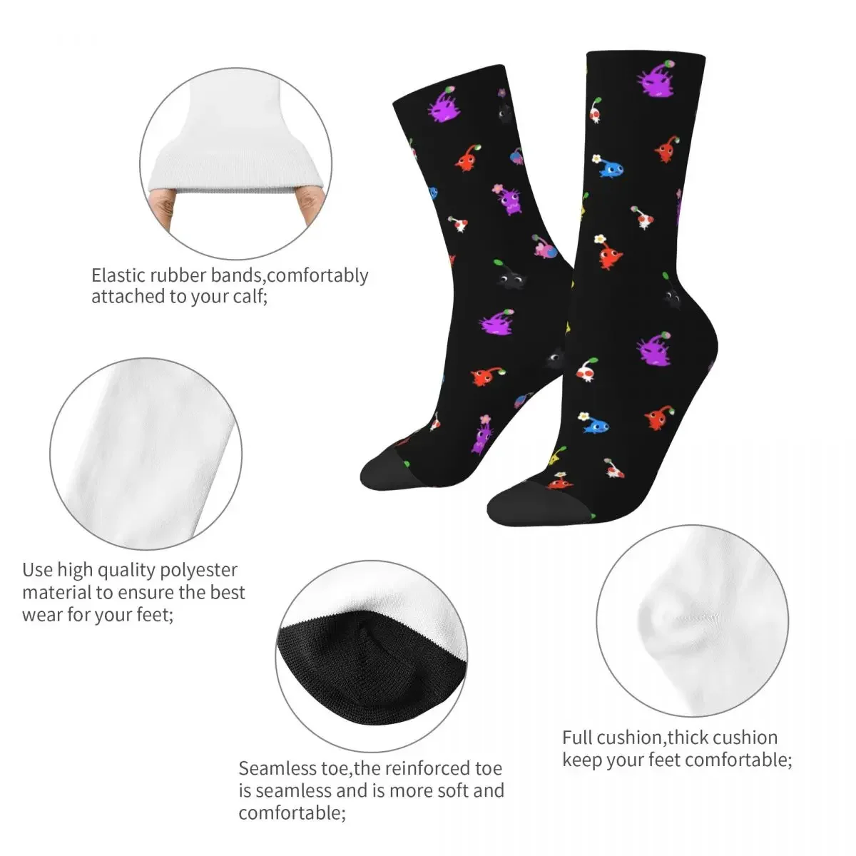 Funny Little Pikmin Design Theme All Season Socks Merch for Female Cozy Dress Socks