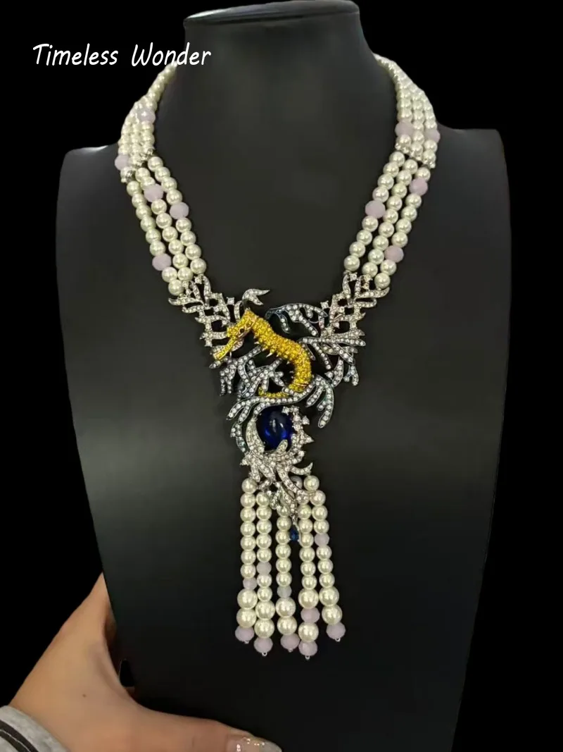 

Вневременное чудесное необычное ожерелье из стеклянных бусин с цирконием и морской лошадью для женщин, дизайнерские ювелирные изделия, модный подарок, редкий стильный стиль 3346