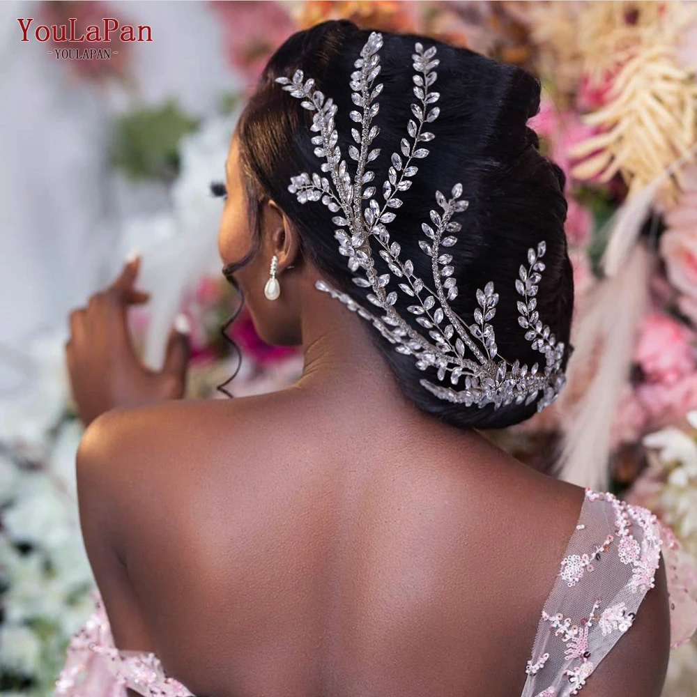 

YouLaPan HP436 Bridal Headpiece Wedding Hair Accessories Rhinestone Headdresses Side Hair Band Party Wedding Tiaras and Crown