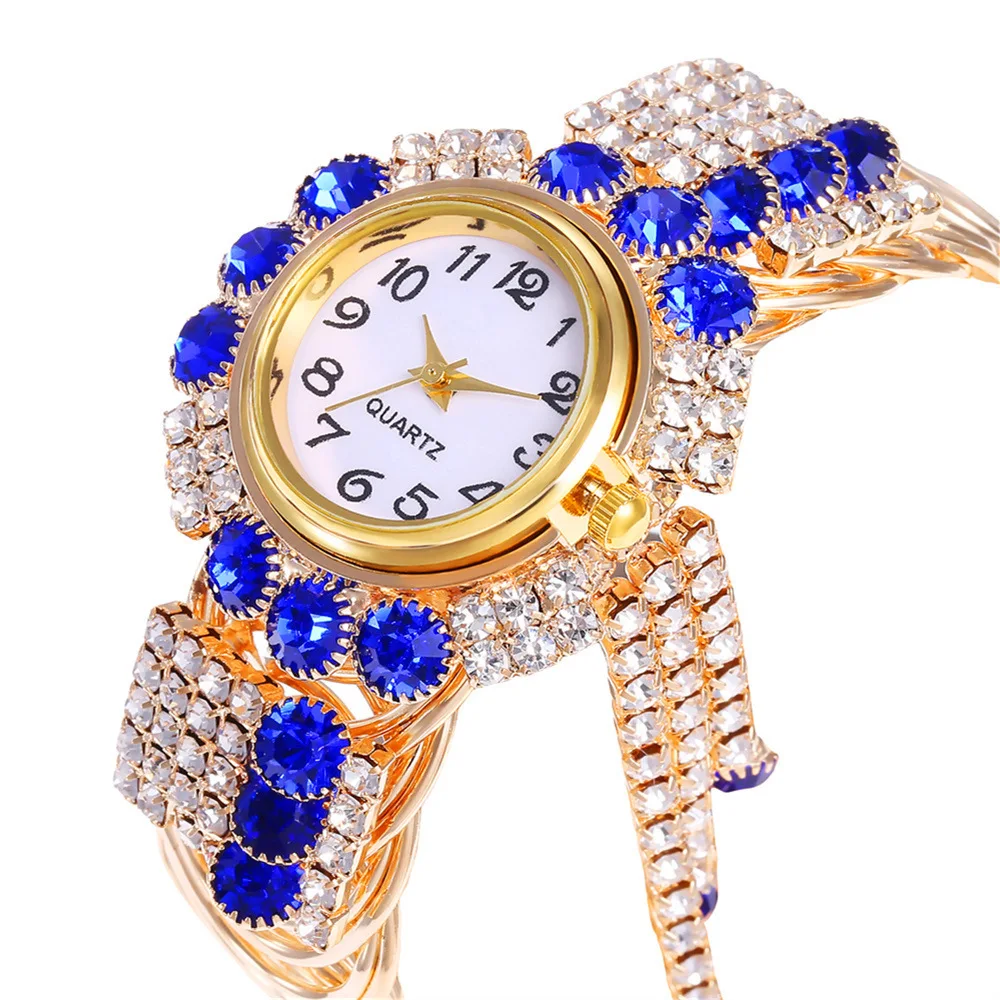 New Full Diamond Women's Watch Inlaid with Diamonds European and American Alloy Creative Tassel Bracelet Quartz Watch