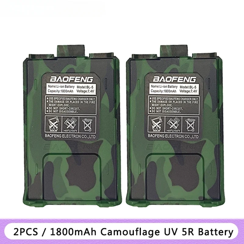 Batería de UV-5R para Baofeng, batería de BL-5 de 1800mAh para Walkie Talkie, carga USB/TYPEC, piezas de Radio bidireccional serie UV5R UV-5RE