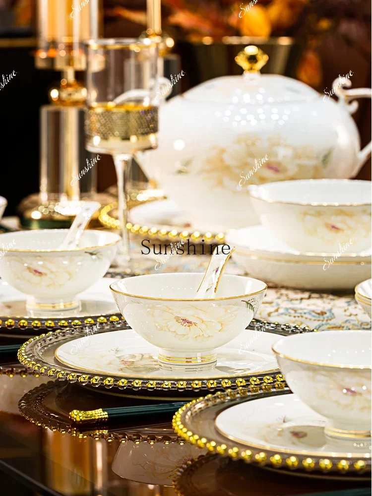 

Dish set household light luxury high senseE
