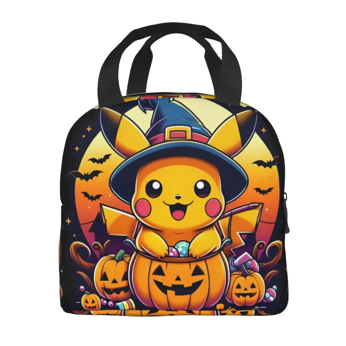 Trick Or Treat Pokemon Pikachu Lunch Bag For Child Lunch Box Funny Beach Cooler Bag Convenient Oxford Thermal Tote Handbags