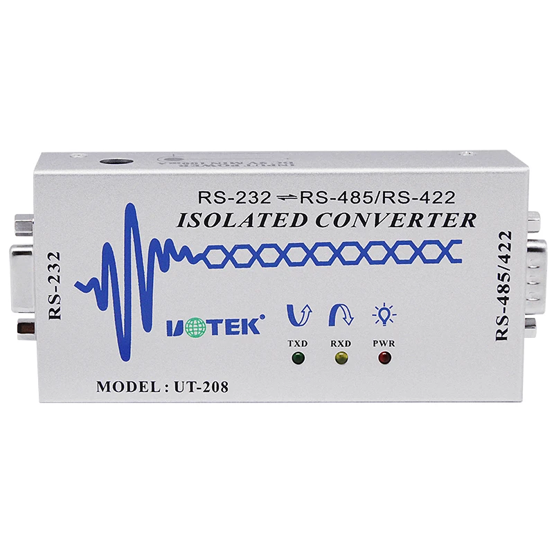 UOTEK RS-232 to RS-485 RS-422 Adapter Industrial DB9 RS232 to RS485 Converter RS422 Connector Isolation ESD Anti-Surge UT-208