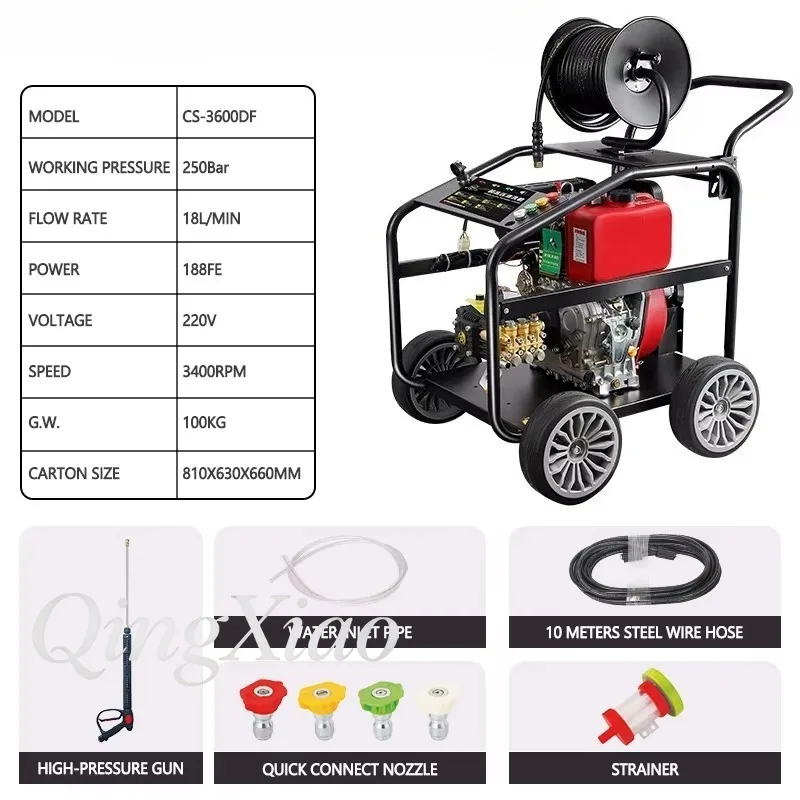 High Pressure Washer Mobile Washing Machine Convenient Movement Widely Used For Large Vehicles Car And Ground Stain Removal Jobs