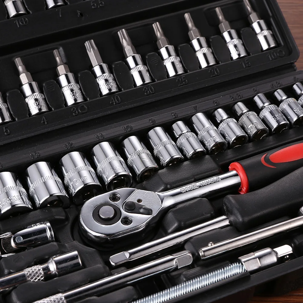 

46pcs Combination Set Wrench Socket Spanner Durable Screwdriver Household Motorcycle Car Repair Tool Kits Accessory