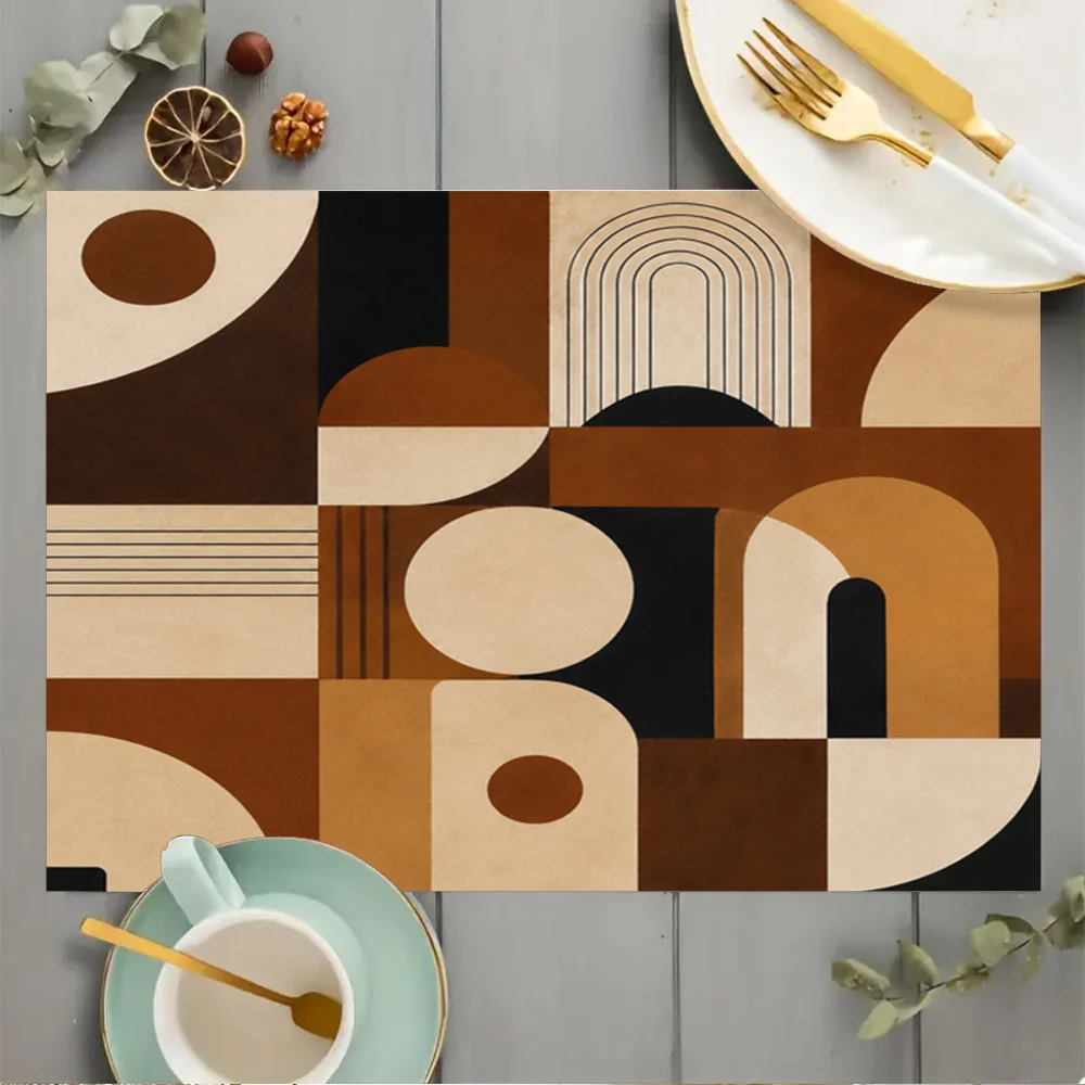 1 pc Abstract Geometric Art Style Square Placemats, Easy to Clean for Kitchen Dining Table Coffee Table Home Decor Placemats