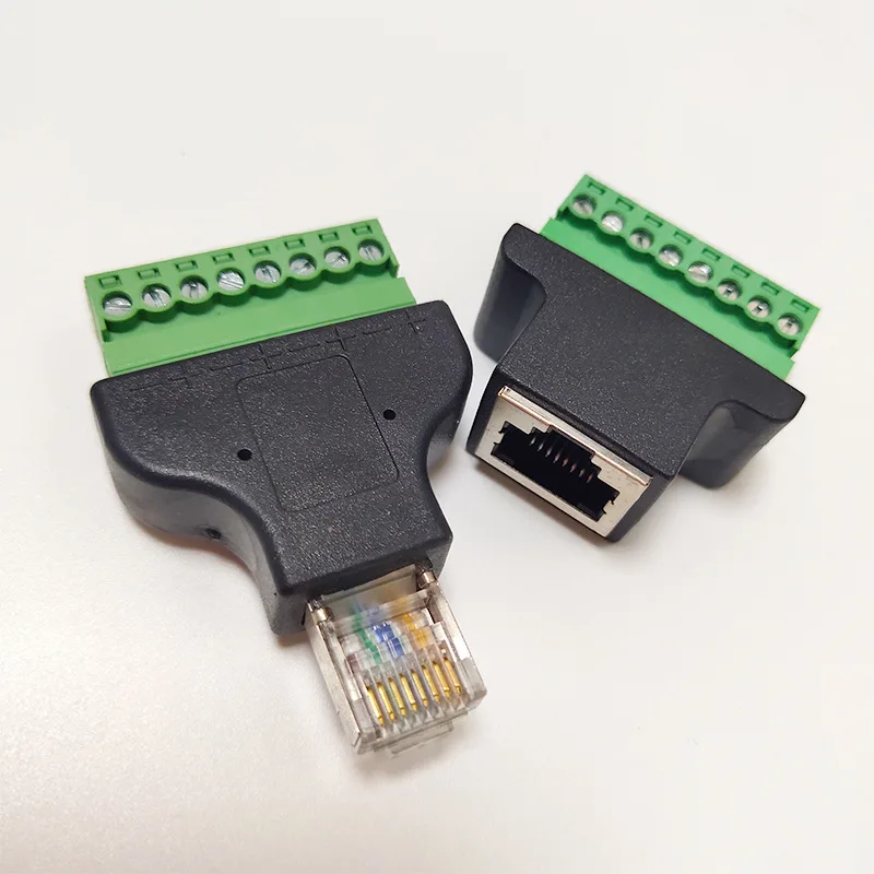 O adaptador verde sem solda da rede do terminal Rj45, conector Rj45 estende, 8P8C, 8 Pin