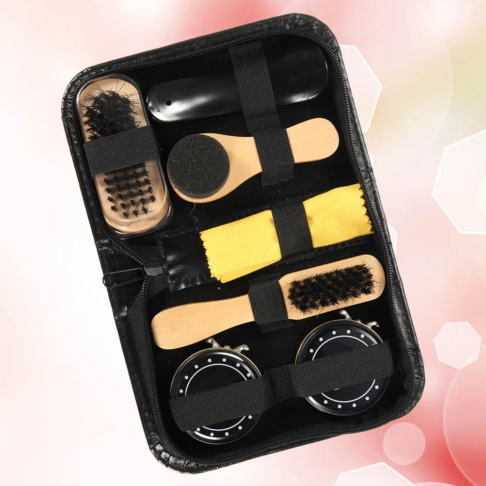 

Set For Shoe Polish Shine Bristle Wood Handle Sturdy Easy Grip Lightweight Portable Shoe Brush Cleaner For Home