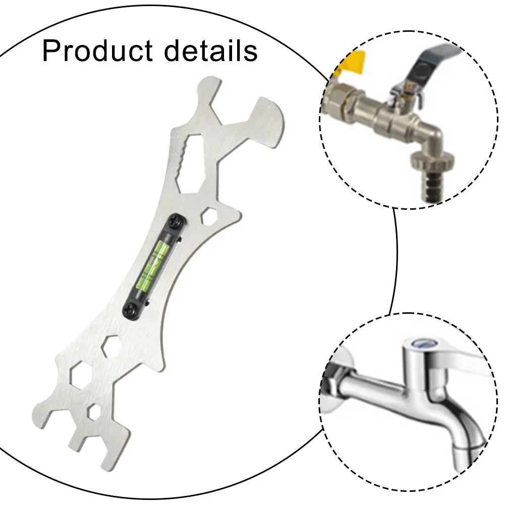 Llave multifuncional con herramienta de nivel, fontanero de baño, grifo medidor, reparación, suministros de jardín, piezas, accesorios