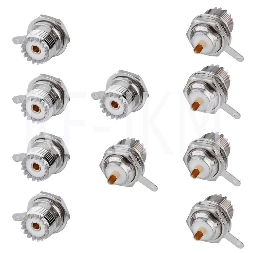 5-10PCS UHF SO239 Female Jack Connector Bullkhead Nut Solder for Panel Mount RF Coaxial Adapter