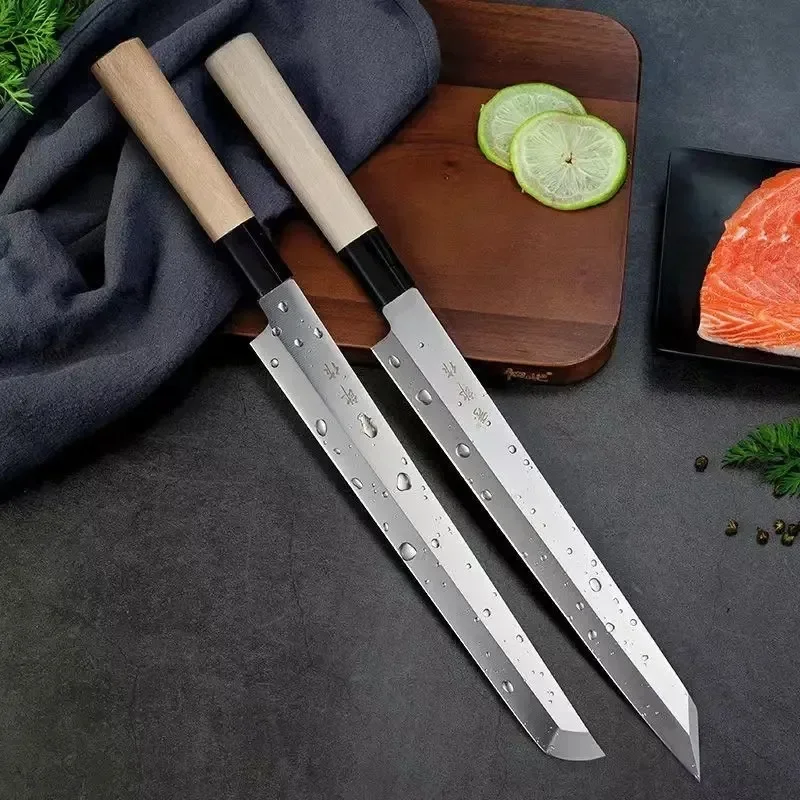 Imagem -05 - Conjunto de Facas Yanagiba Sashimi Filé de Peixe de Salmão Facas de Sushi Corte Cru Facas de Chef de Aço Inoxidável Santoku Kiritsuke